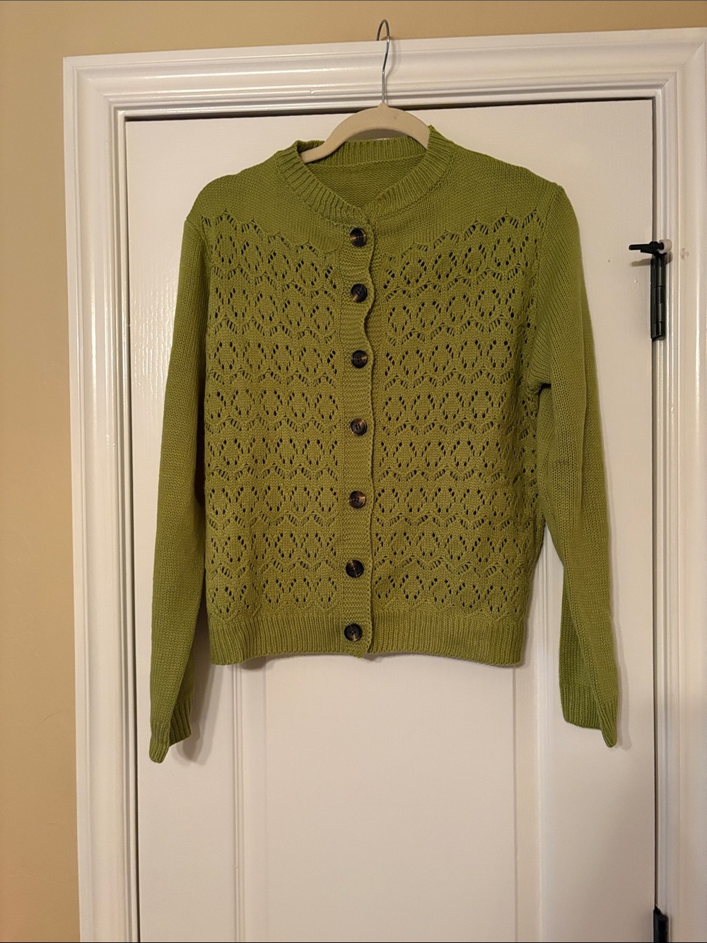 Green Knit Button-Up Sweater Cardigan